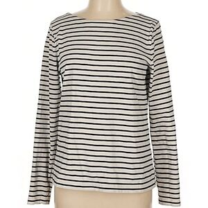 J.Crew Striped Jersey Knit Boatneck Tee in color Antique Ivory Black L